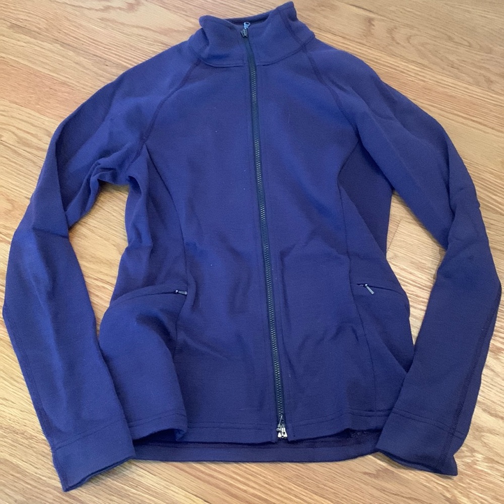 Ibex purple womens full zip Shak sweater size xs